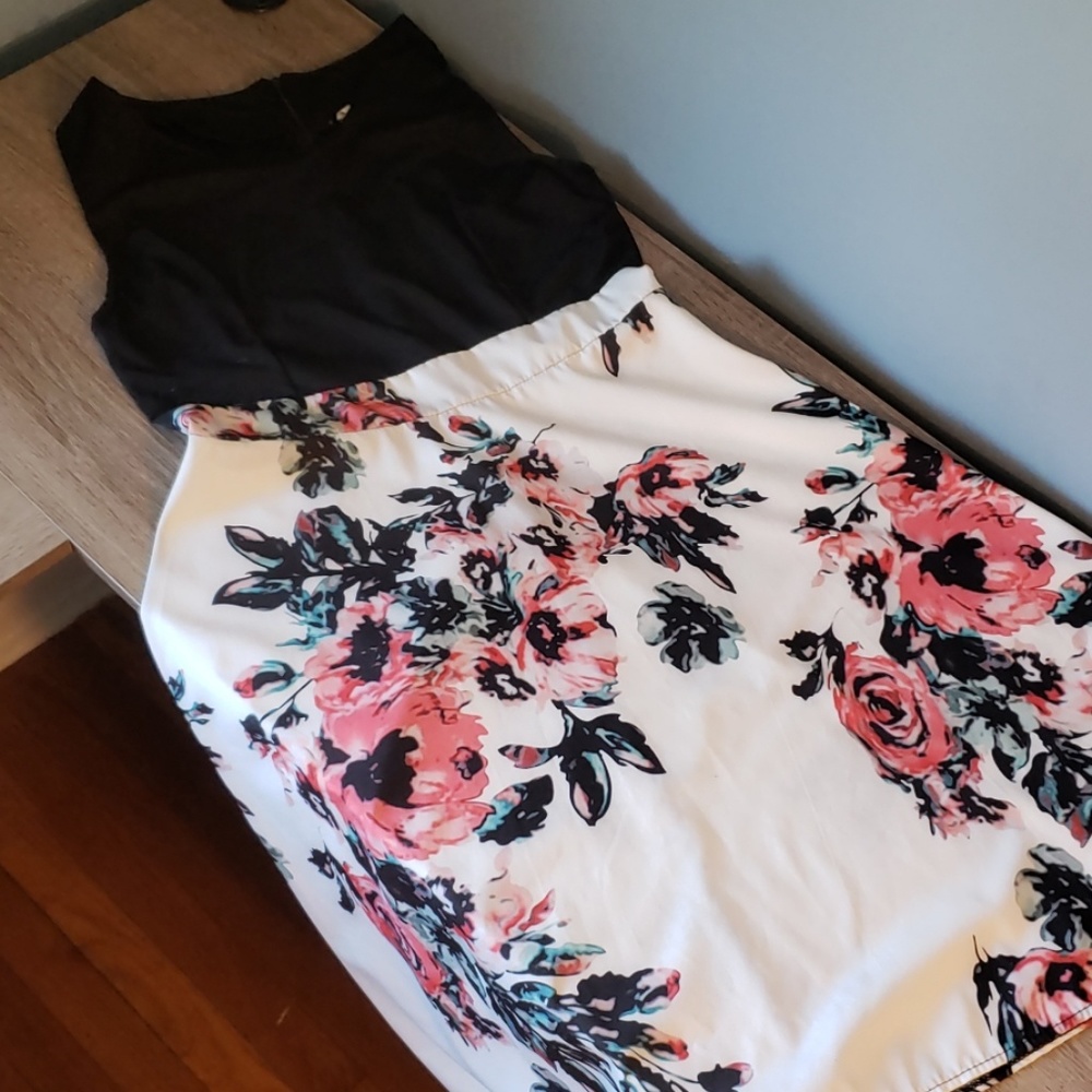 Black and White Floral Dress